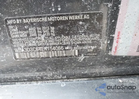 2014 BMW 328D z USA, uszkodzony, nr VIN WBA3D3C54EK154066